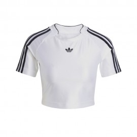 ADIDAS Originals Cropped T-Shirt 3 Strip Bianco Donna