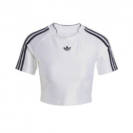 ADIDAS Originals Cropped T-Shirt 3 Strip Bianco Donna