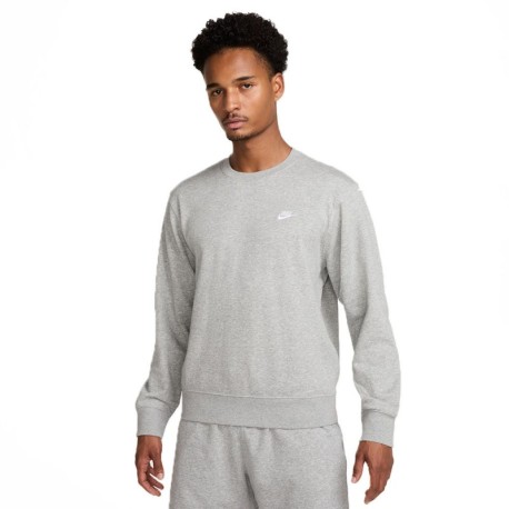 Nike Felpa Girocollo Logo Piccolo Grigio Uomo