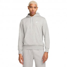 Nike Felpa Con Cappuccio Logo Piccolo Grigio Uomo