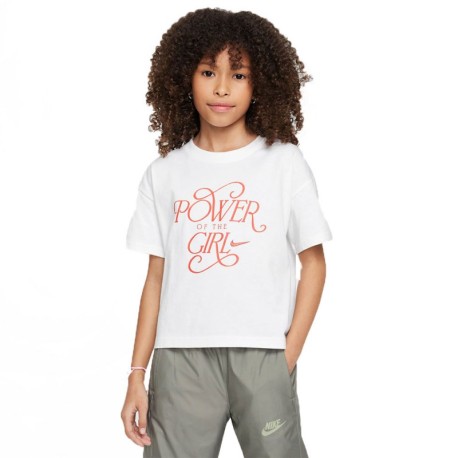 Nike Cropped T-Shirt Logo Bianco Bambina