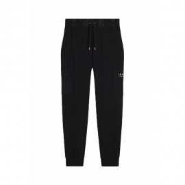 Freddy Pantaloni Sportivi con Fascia in Vita Floreale Nero Donna