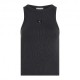 Calvin Klein Canotta In Cotone A Costine Slim Nero Donna