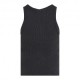 Calvin Klein Canotta In Cotone A Costine Slim Nero Donna