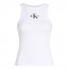 Calvin Klein Canotta Slim A Costine Con Monogramma Bianco Donna