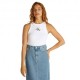 Calvin Klein Canotta Slim A Costine Con Monogramma Bianco Donna