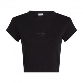 Calvin Klein Cropped T-Shirt Nero Donna