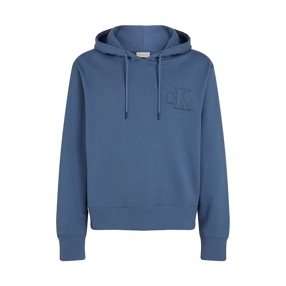 Image of Calvin Klein Felpa Con Cappuccio Big Logo Blu Uomo XL068