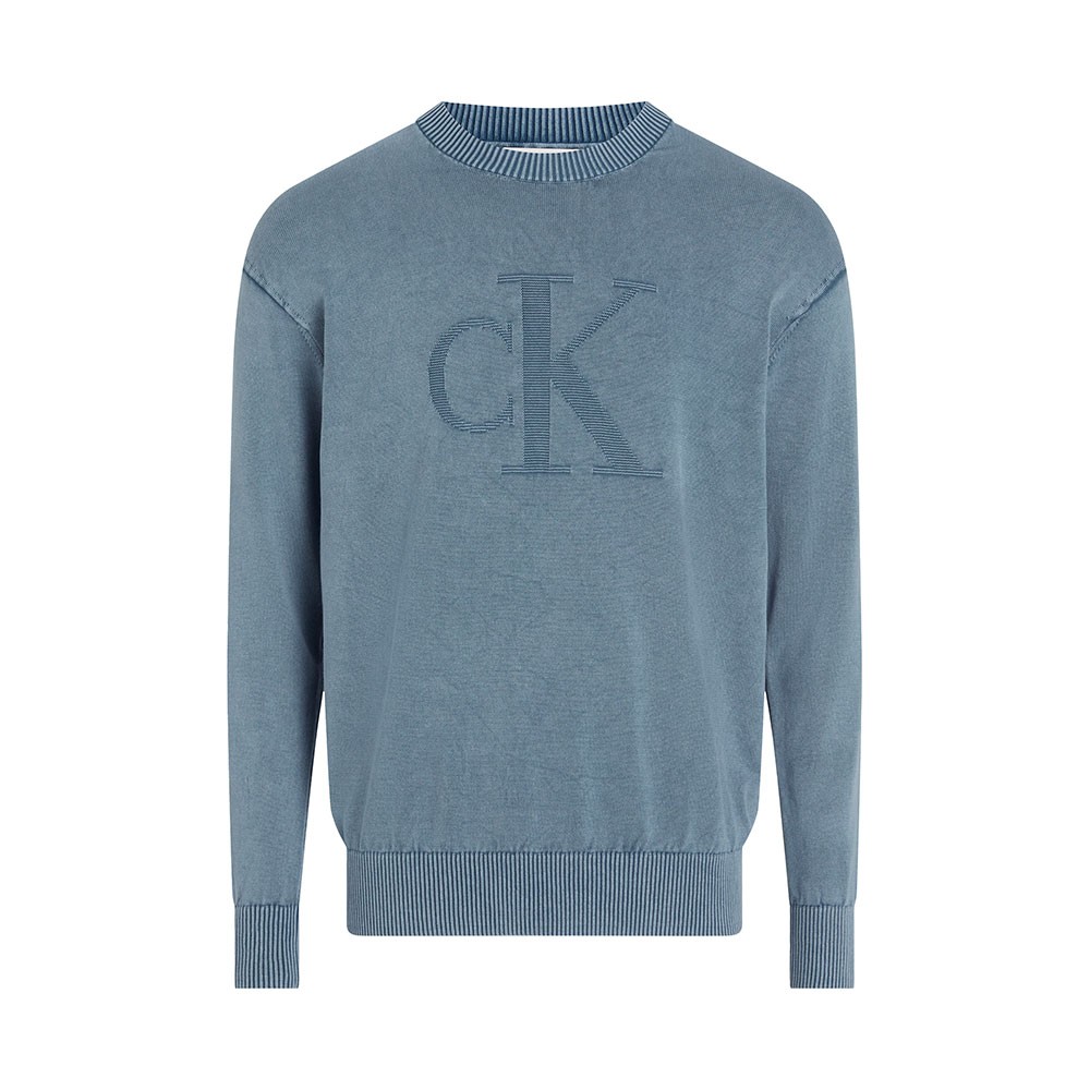 Image of Calvin Klein Felpa Giro Big Logo Blu Uomo XL068