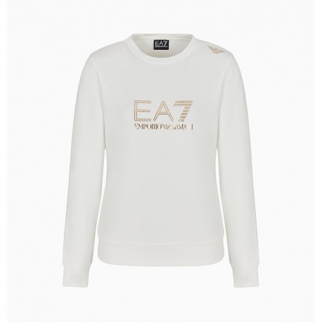 Ea7 Felpa Girologo Bianco Donna