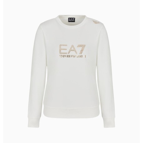 Ea7 Felpa Girologo Bianco Donna