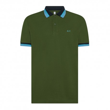 Sun 68 Polo Multistripe Verde Uomo