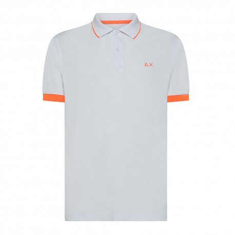 Sun 68 Polo Smallstripe Fluo Bianco Uomo