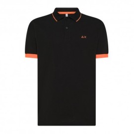 Sun 68 Polo Smallstripe Fluo Nero Uomo