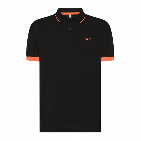 Sun 68 Polo Smallstripe Fluo Nero Uomo