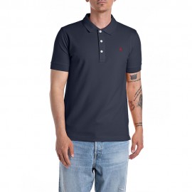 Replay Polo Logo Blu Uomo