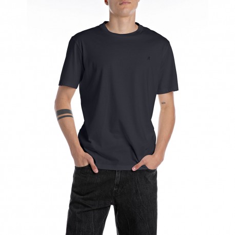 Replay T-Shirt Logo Piccolo Blu Uomo