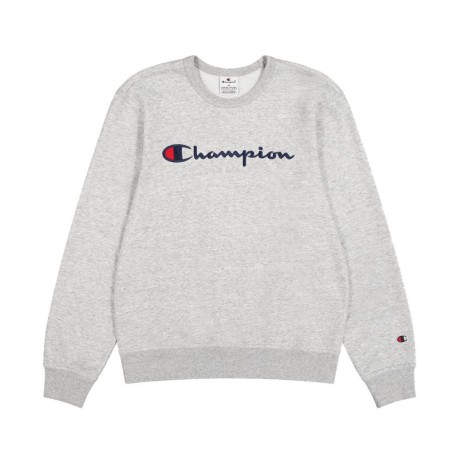 Champion Felpa Giro Logo Grigio Uomo