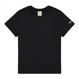 Champion T-Shirt Logo Tono Su Tono Nero Donna