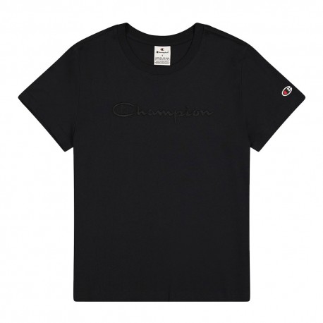 Champion T-Shirt Logo Tono Su Tono Nero Donna