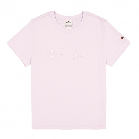 Champion T-Shirt Logo Tono Su Tono Rosa Donna