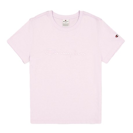 Champion T-Shirt Logo Tono Su Tono Rosa Donna