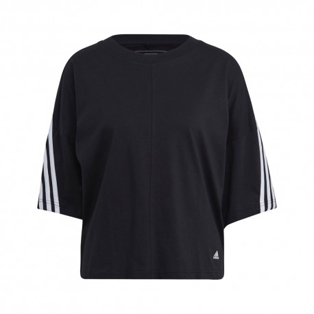 ADIDAS maglietta palestra 3 stripes nero donna