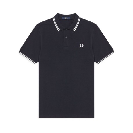 Fred Perry Polo Basica Blu Bianco Uomo